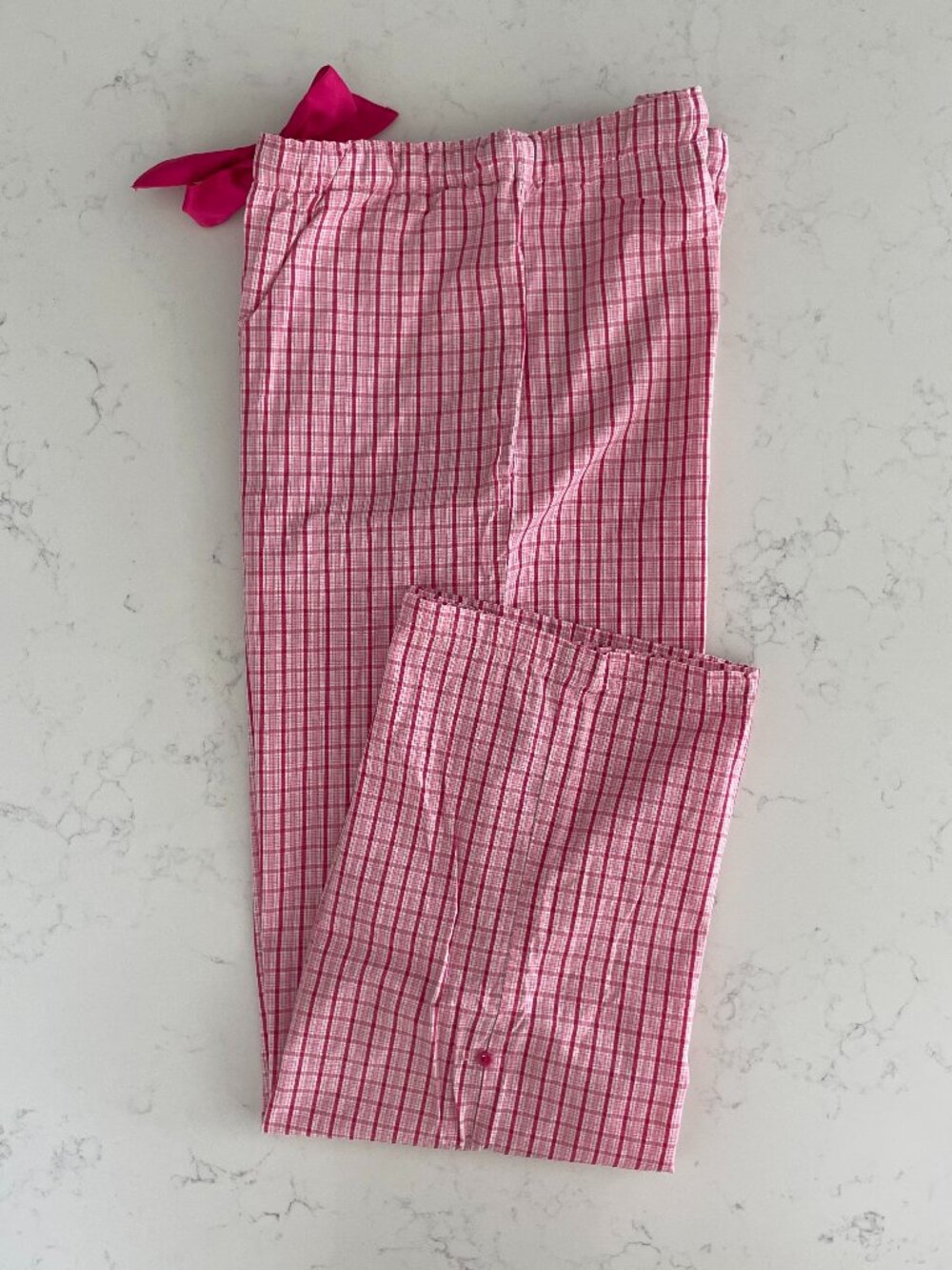 Faded Glory Quality Sleepwear Organic Cotton Plaid Lounge PJ Pants Pink Wht Sz S